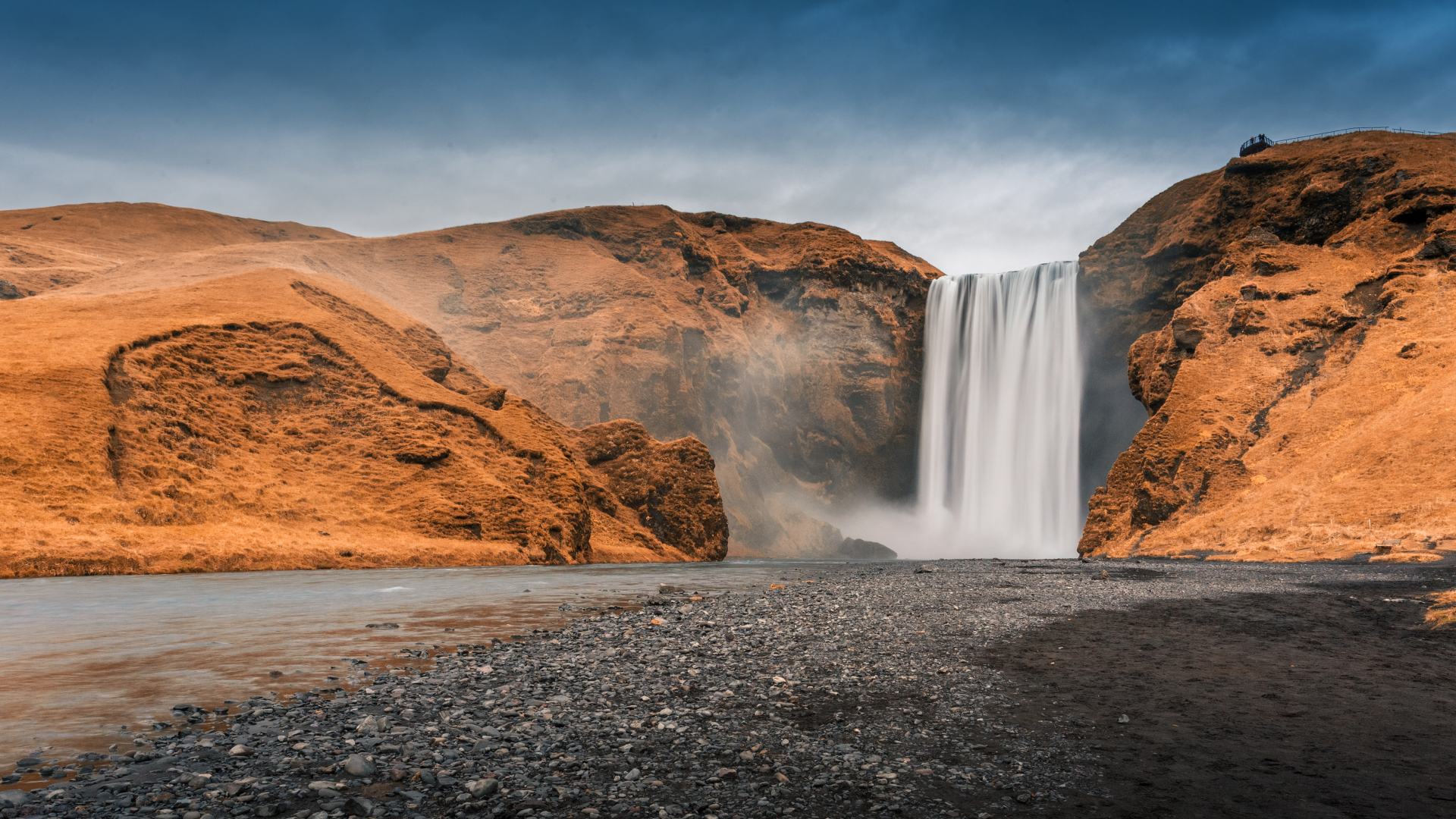 skogafoss waterfall in autumn