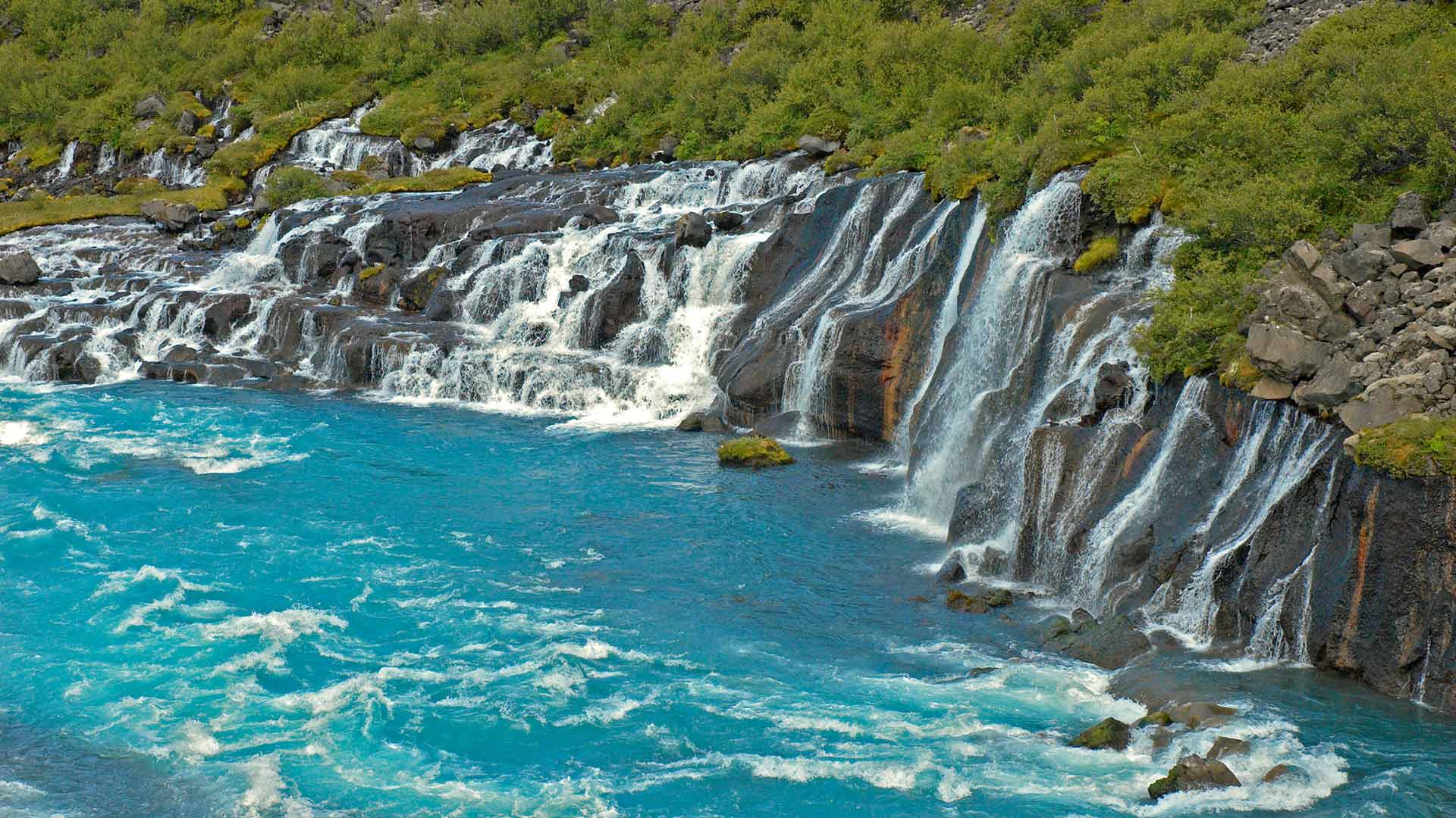 Hraunfossar Waterfall in West Iceland