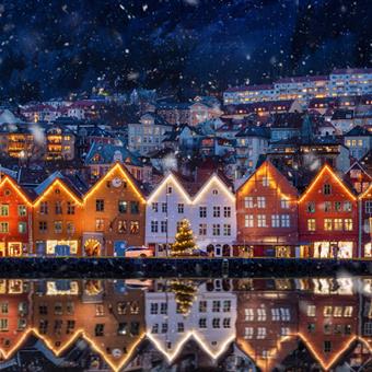 Bryggen at Christmas in Bergen, Norway